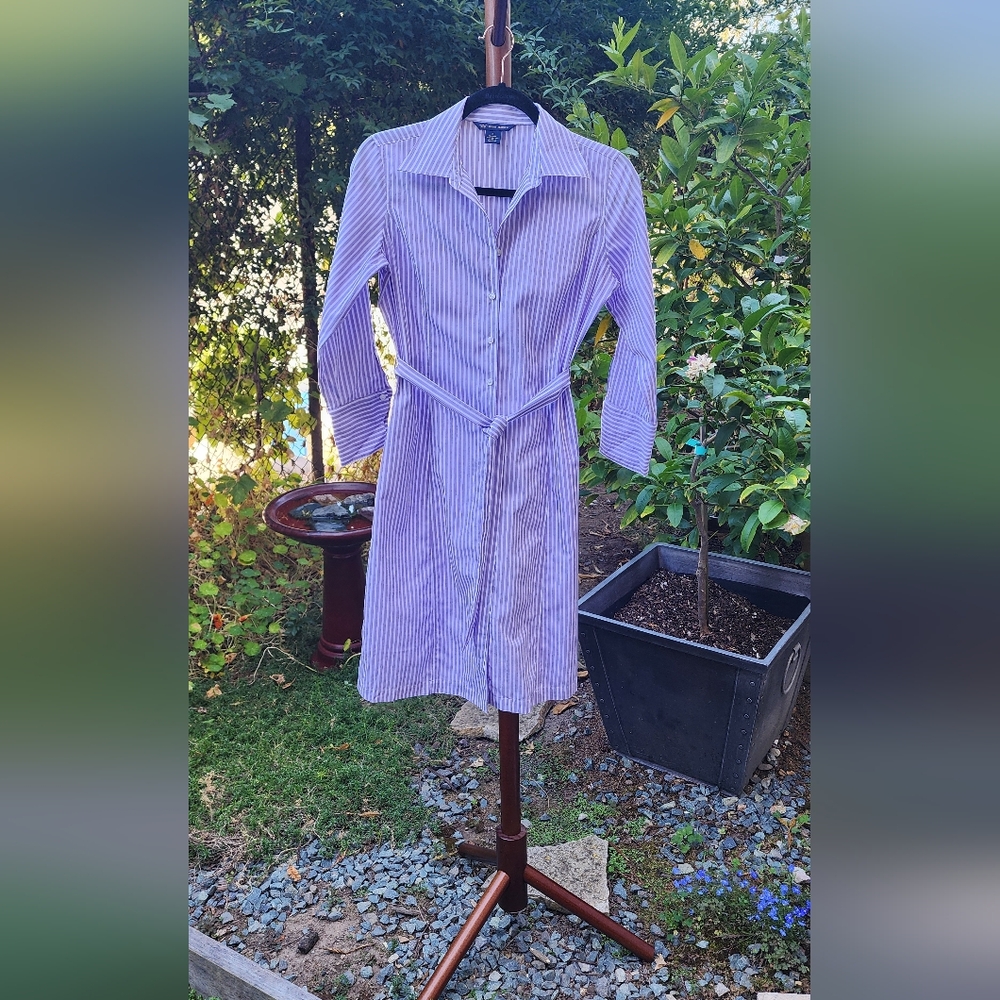 Brooks Brothers Button Down Cotton Shirt Dress 3/4 Length Sleeves Size 2